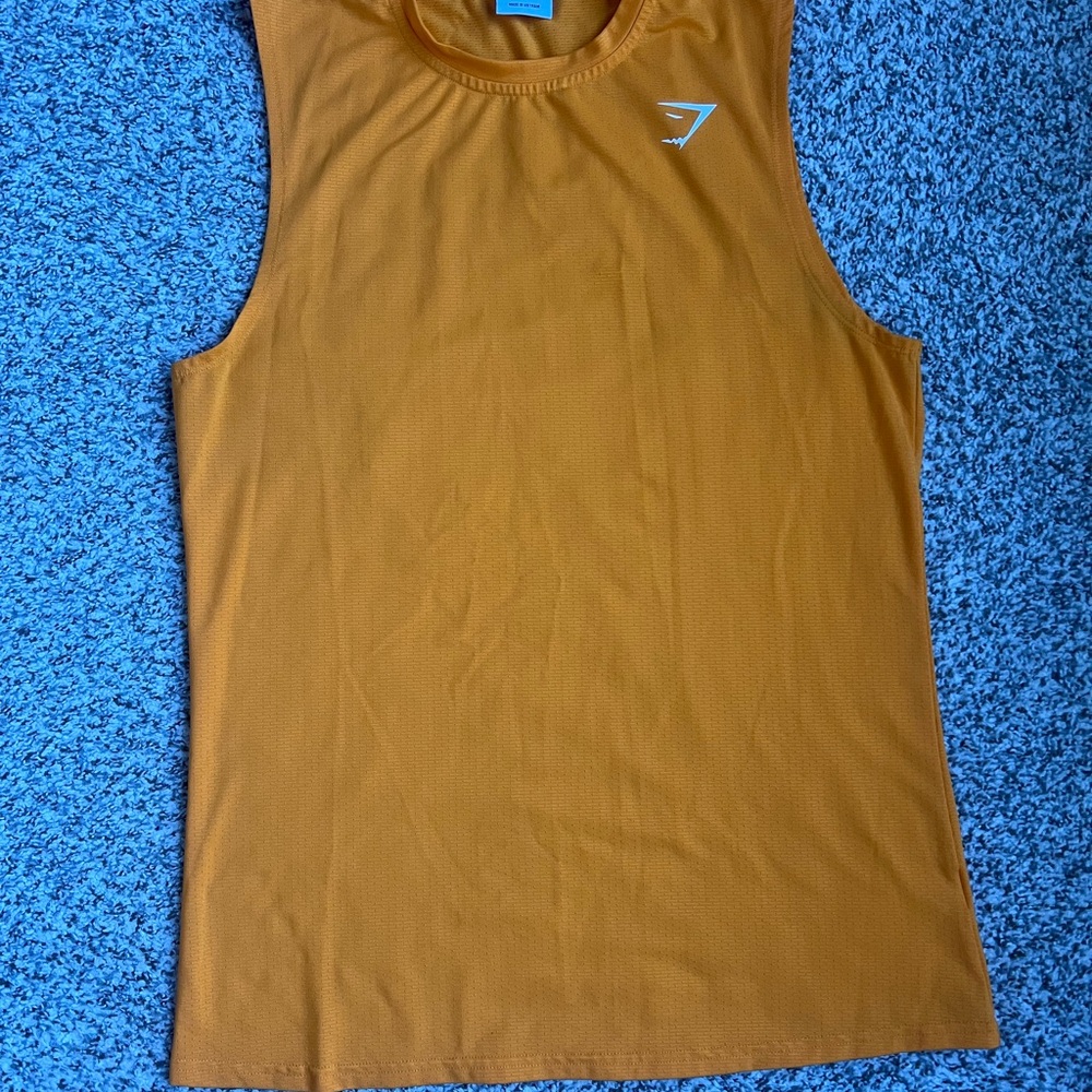 GYMSHARK Men's Sleeveless Orange Athletic Tank Top SIZE SMALL